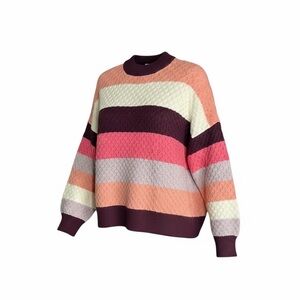 Colorful Striped Women's Crew Neck Sweater
